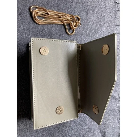 Geometric Clutch Bag Gold Chain Shoulder Crossbody Evening Bag Women - Picture 8 of 9